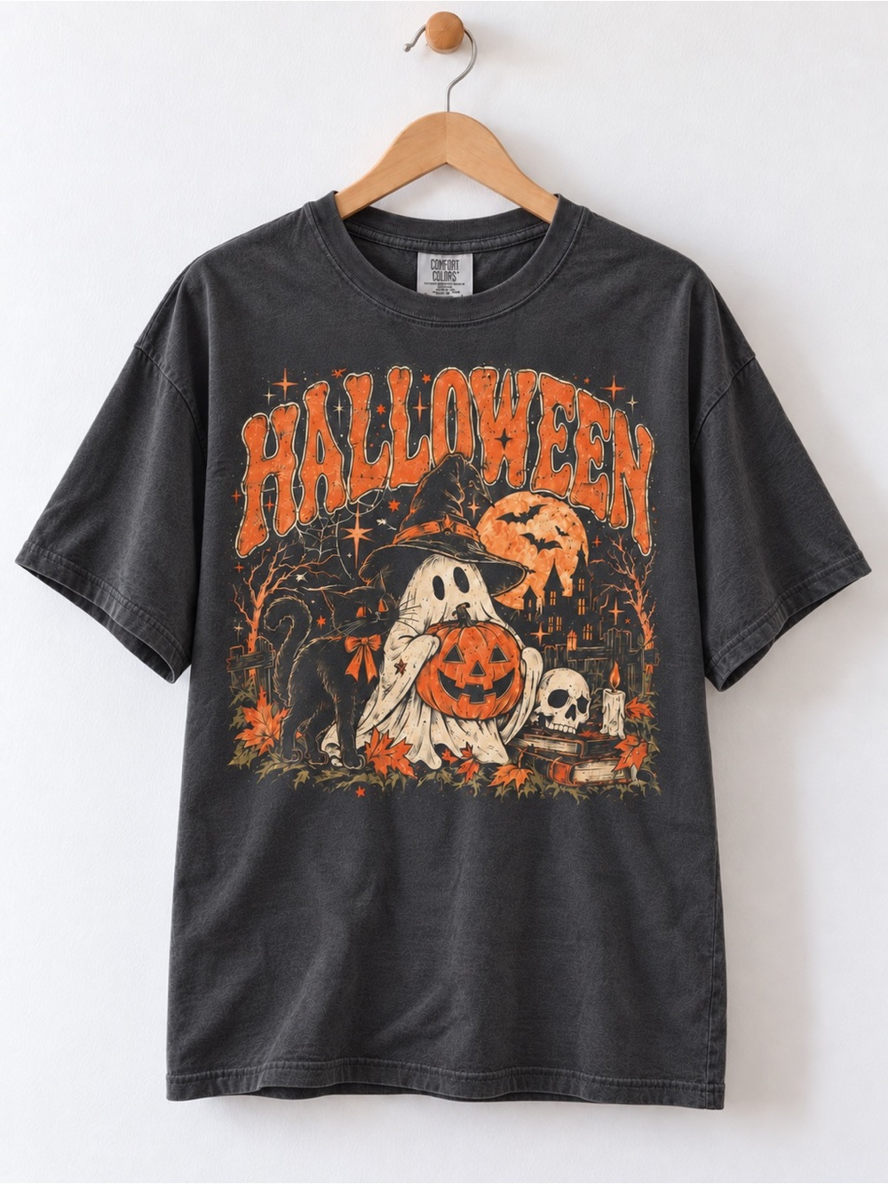 Halloween Ghost Comfort Colors Tee Pumpkin Witch Cat Unisex T-Shirt